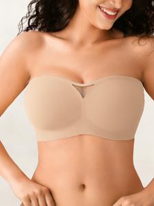 Strapless Jelly Bra For Women Push Up, Seamless Tube Top, No-Wire One-Piece Non Slip Bandeau Bra, Jelly Strips Lifting, Mesh Sexy Breathable Design, Detachable Clear Straps Included, Summer Essential, Must-Have For Formal Events, Weddings, and Parties