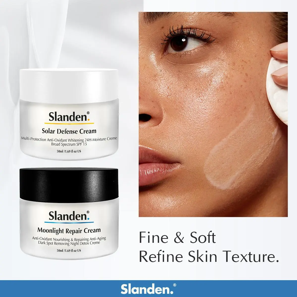 Slanden Face Cream Moisturizer Solution: Brighten & Renew. Deeply hydrate. Fade dark spots. Combat acne. Soothe skin. Repair damage. Reduce wrinkles. Firm skin. Smooth lines. Strengthen barrier. Tighten pores. Enhance glow. Skincare Comfort Skin Repair