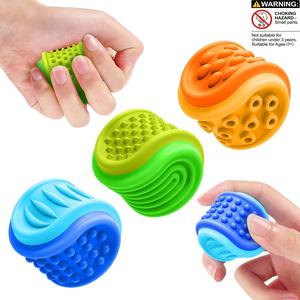 Fidget Toys Sensory Stone Soft Squishy Silicone for Kids, 3 Count Double Sided Textured Sensory Toys, Calming Quiet Stress Relief, Classroom & Office Essential
