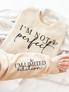Women's Letter & Heart Print Drop Shoulder Sweatshirt, Hide Your Tummy Outfits, Fashion Casual Crew Neck Long Sleeve Pullover for Daily Wear, Ladies Spring & Fall Clothes, Tops, Womenswear