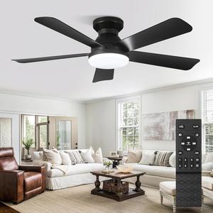 5-Blade Ceiling Fan Light with 2.4g Remote Control, 42 Inch Living Room Fan Lamp, Six Speeds, Three Color Lighting, APP Control