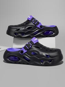 Men's Trendy Air Cushion Platform Clogs, Slip-On Sandals with Adjustable Strap, Shock-Absorbing Comfort, Lightweight, Non-Slip Casual Shoes