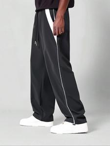 Men's Side Stripe Pants, Loose Casual Comfy Straight Leg Trousers for Summer, Fashion Men's Bottoms for Daily Wear