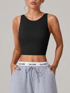 Women's Solid Color Sports Tank Top, Casual Comfortable Breathable Sports Top for Yoga Gym Workout Running Training, Ladies Sportswear for All Seasons, Women Workout Clothes, Fitness Workout Vest