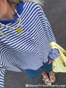 Women's Striped Sweater Cardigan, Casual Long Sleeve Knitwear for Fall & Winter, Fashion Women's Knit Clothing for Daily Wear