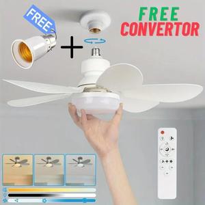 40W LED Ceiling Fan Light 20.5in with Remote Control - E27 & B22 Adapter | Quiet Fan Light for Bedroom, Kitchen, Garage