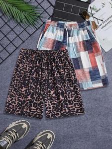 Men's Leopard Print Shorts, Loose Casual Comfy Breathable Shorts for Summer, Men's Bottoms for Daily Wear