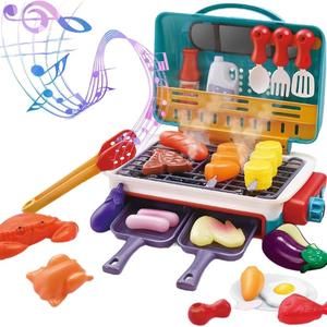 Kids BBQ Grill Playset with Lights & Sounds, Spray Food, Role Play Kitchen Accessories, Kitchen Toys, Gift for Boys & Girls Aged 3-6+