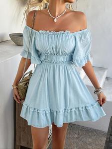Women's Plain Dress, Casual Short Sleeve Dress for Summer, Ladies Clothes for Beach Holiday, Shortsleeve Womenswear Effortless Summer Look