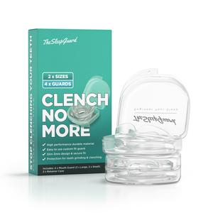 TheSleepGuard ClenchNoMore Night Guards for Teeth Grinding - 4 Mouth Guards & 2 Retainer Cases - Comfortable Custom Fit - Stress-Free Sleep - Dentist-Inspired