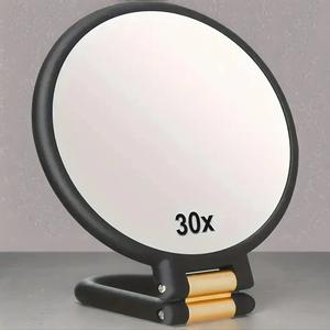 30X Magnification Handheld Makeup Mirror, 360° Rotatable Handle Mirror, Portable Folding Mirror for Travel, Makeup Tool for Women, Bathroom Accessory