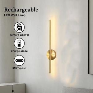 LED Wall Light Rechargeable No Installation Required, Remote Control Dimmable, 19.7 Inch Home Decor Lamp for Living Room Bedroom Office Hallway