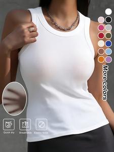Women’s Ribbed Sleeveless Tank Top, Slim Fit Stretchy Basic Casual Tee, Soft Lightweight Summer Top for Layering and Daily Wear