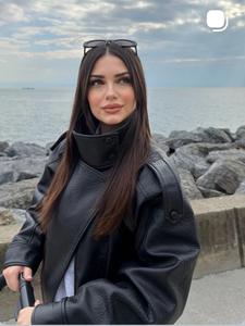 New lychee pattern temperament women's clothing wholesale fashion leather jacket cross-border European and American style autumn and winter Biker Jackets