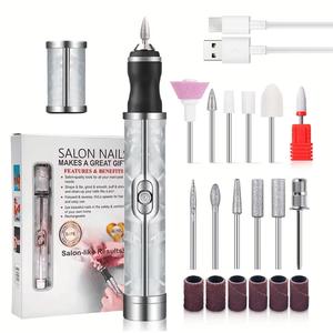 Salon Nails Professional Rechargeable Nail Polishing Machine with 12 Bits & 6 Sanding Bands for Home & Salon Use Portable Electric Nail Drill for Men Women & Girls - Gel, Manicure