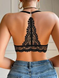 Women's Sexy Front Buckle Lace Push-Up Bra, Everyday Medium Support, Fitted, 3/4 Coverage, All Seasons, Plain Design, Lined