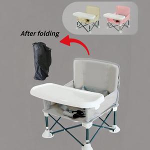 Portable Folding Baby Chair with Adjustable Tray, Foldable Dining Chair for Outdoor Camping Beach Lawn, Baby Furniture for Home Dining