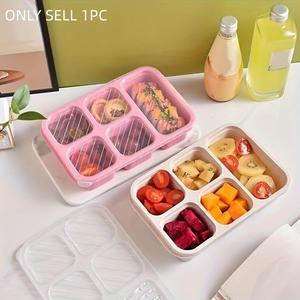 5-grid Snack Box with Lid, 1 Count Portable Leak-proof Food Storage Container, Food Storage Box for Work, Travel, Camping, Picnic, Kitchen