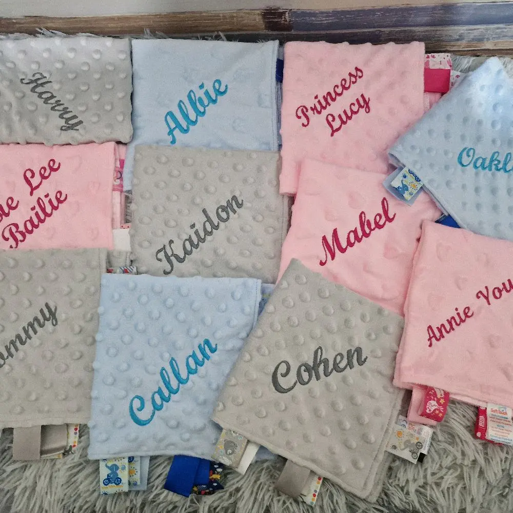 Royal Icon - Personalised Baby Comforters - Newborn Taggies Embroidered Comforter Blanket  For Boys Girls Taggy Ri15