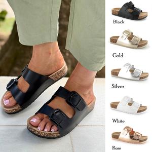 Bronte:TRUE TO SIZE , SIZE UP FOR WIDE FIT. ADJUSTABLE BUCKLES, ARCH SUPPORT, Comfort memory foam Innersoles, double buckle women’s sandals