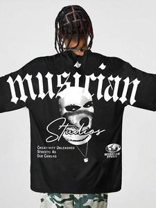 Men's Regular Fit Skull Print Round Neck Tee, Casual Short Sleeve Crew Neck T-shirt for Summer, Fashion Men's Top for Daily Wear, Tropical