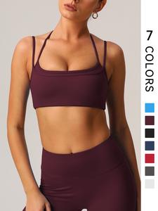 1 PCS Women Fitness Bra High Elastic Thin Strap Halter Neck Sports Running Yoga Bra, Sports Bra Breathable