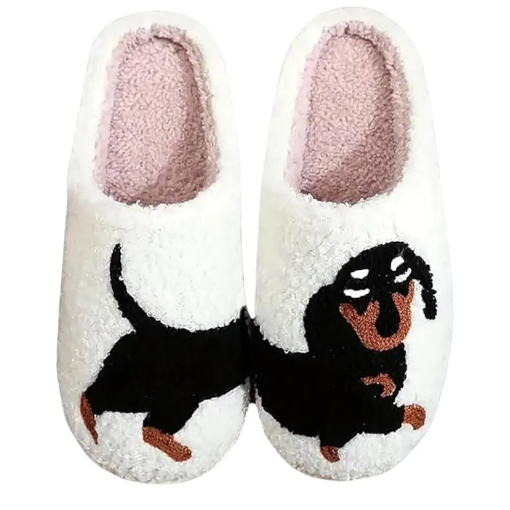 Cute Dachshund Dog Slippers – Fluffy Faux Fur Indoor Slip-Ons for Women & Girls | Plush Animal Design | Warm & Cosy for Autumn | Fast UK Delivery Walking Shoes Slide Flipflop Comfort