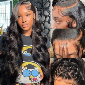 Vivilook 13x6 HD Transparent Lace Front Wigs Human Hair Pre Plucked Body Wave Frontal Wigs with Baby Hair Natural Hairline Natural Black Color for Everyday Use