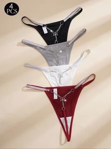 Women's Underwear Set, Vertical Striped Design, Bow Decoration, Fitted Style, All-Season Comfort, Plain Pattern, Elegant & Sexy
