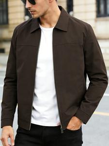 Men's Casual Comfy Jacket, 100% polyester fiber, zipper closure - lapel design, atmospheric light business style jacket, easy to maintain fabric, machine washable, suitable for daily outings, sports and leisure, and formal wear - Spring and Autumn seasons
