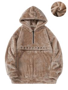 Men's Letter Print Zip Up Hoodie, Casual Loose Drop Shoulder Long Sleeve Thermal Lined Hooded Sweatshirt for Fall & Winter, Men's Clothes for Daily Wear