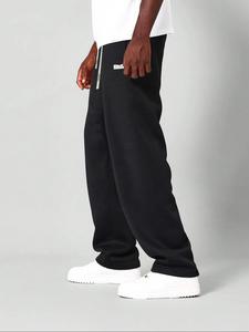 Men's Letter Print Straight Leg Pants, Casual Comfy Breathable Trousers for Summer, Fashion Men's Bottoms for Daily Wear