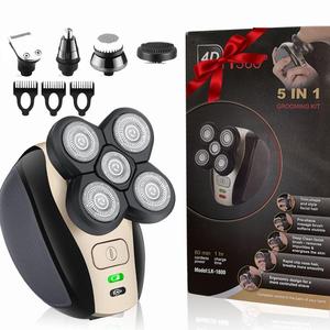 5-in-1 Electric Razor for Men, 1 Set Head Shaver for Wet Dry Skull Bald Head, Rechargeable Rotary Shavers, Hair Clipper Trimmer Neon Clipper