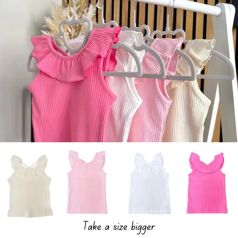 Little Wears Girls Children’s Ribbed Short Sleeve Collar Summer Top