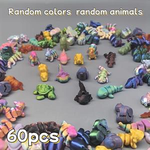 60 Piece Set 3D Printed Animal Kingdom Models, Unique Animal Decorations, Room Decoration, Garden Ornaments, Nature Ornaments, Aquarium Accessories, Holiday Scene Ideal Choice