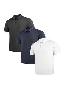 Men's Solid Color Polo Shirt, Regular Fit Casual Short Sleeve Collared Top for Summer, Fashion Men's Clothes for Business Daily Wear, Tropical