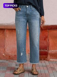 Women's Loose-fit Denim Jeans, Casual Straight Leg Pants, All-season Wearable, Perfect for Dating & Outdoor Activities, Bottoms