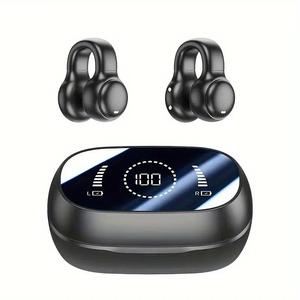 Wireless Earphone, Ear Clip Design True Wireless Headphones Earbuds, Electronic Sports Headset with Large Screen LED Digital Display, TWS Headset for Cycling Mountain Climbing Outdoor Hiking Fitness