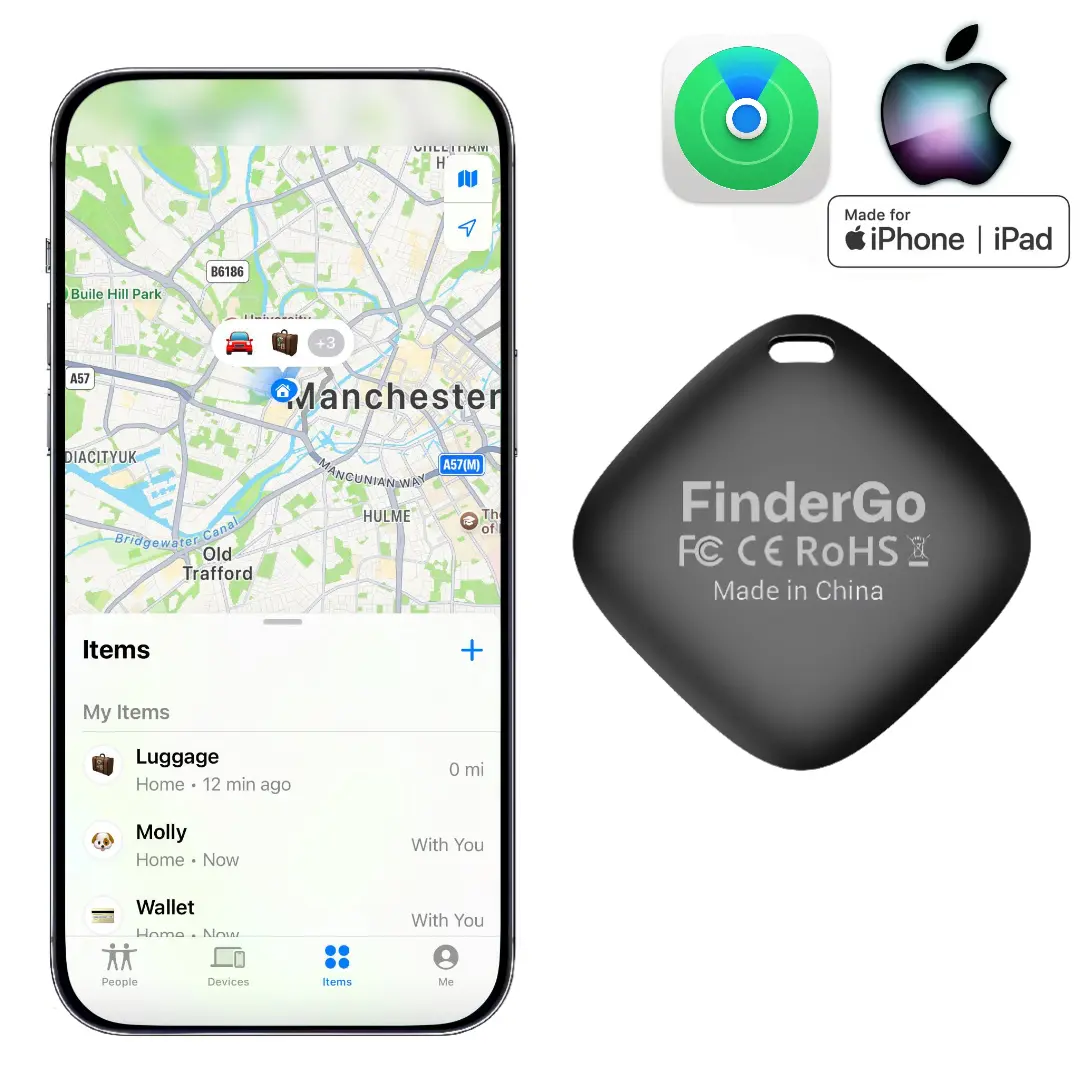 GPS Tracker, Key Finder Tracker Devices - Bluetooth Item Finders, Compatible with Apple Find My (IOS Only), GPS Trackers Tag for Car|Wallets|Luggages|Suitcases|Bags, Phone Locator, Replaceable Battery gpstracker wallet tracking device