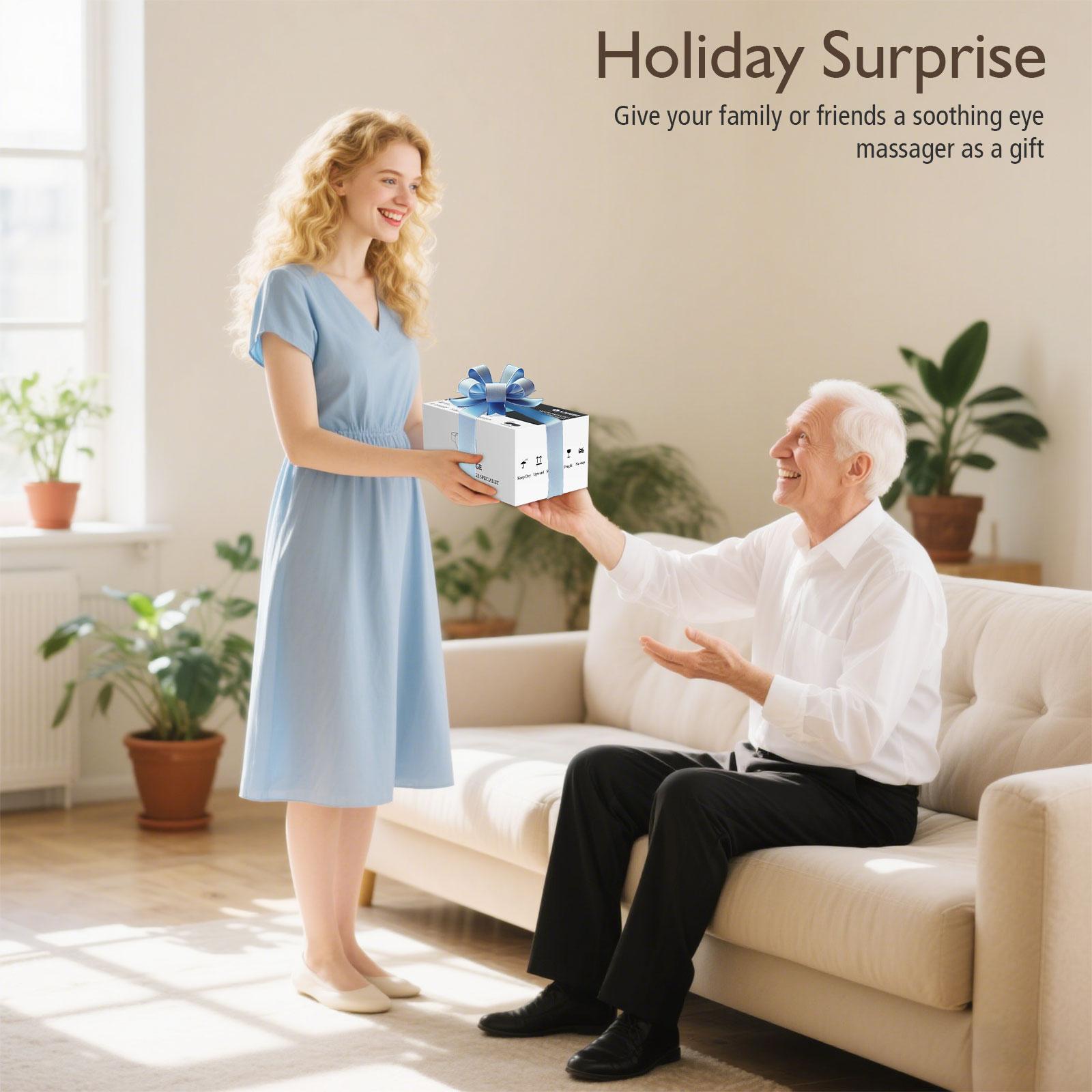 Rechargeable Eye Massager with Heat, Balloon Air Compression & Bluetooth Wireless Music, Foldable Portable Design, Ideal for Gamers, Students, Office Workers, Perfect Gift for Family & Friends