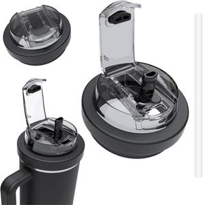 【Meoky Cup Lid】Food-grade detachable cup lid with a 2-in-1 straw and direct drinking opening, suitable for 40-ounce stainless steel insulated tumblers, dishwasher safe, perfect for commuters, fitness enthusiasts, and office workers