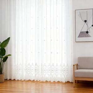 1pc European Clover Embroidered Sheer Curtain, Modern Simple Bedroom Living Room Decor, Romantic Flower Lace Curtains, Room Half-Transparent Filter Light Hook Window Drapes, Home Decoration Curtain