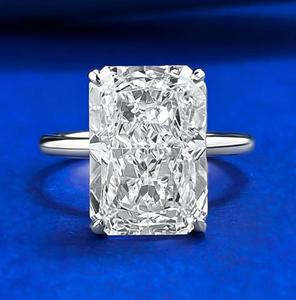 S925 Sterling Silver Ice Flower Cut Rectangular Ring 9*13mm 8A Cubic Zirconia Ring-106(50%)