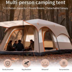 Extra Large Tent 4-6Person,Family Cabin Tents,2 Rooms,3 Doors and 3 Windows with Mesh,Straight Wall,Waterproof,Double Layer,Big Tent for Outdoor,Picnic,Camping,Family Gathering,Tent Canopy
