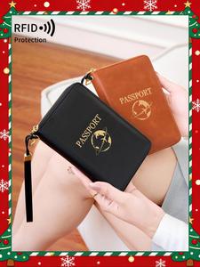 Passport Case with Card Slot, PU Leather PassportHolder with Wristband, RFlD Blocking Passport Wallet,Travel Document Holder for Women & Men，Christmas Gift, Valentine's Day Gift, Ideal Gift
