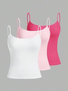 Women's Solid Color Cami Top, Bandeau Spaghetti Strap, Casual Elegant Sleeveless Fit Top for Summer, Ladies Clothes for Daily Wear, Womenswear