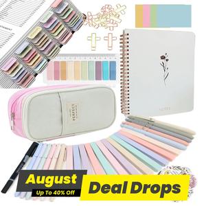 Bible Study Supplies Journaling Kit with Tabs and Highlighter, 1 Set Including Notebook & Pen Case & Stationery, Bible Annotation Kit