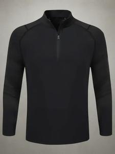 Men's Plain Zipper Mock Neck Sweatshirt, Slim Casual Sporty Thermal Long Sleeve Top, Men Top for Spring & Fall Daily Wear, National Day Clothing, Casual Sportswear