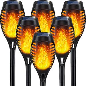 Solar Powered Fire Flame Design Garden Light, 4/8 Counts Outdoor Flame Effect Ground Plug Light, Decorative Outdoor Atmosphere Light for Yard, Garden, Lawn