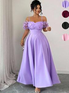 Plus Size One-Shoulder Floral Dress, Strapless Waist-Cinch Long Skirt, Elegant Chic Evening Gown Formal Wear for Summer, Parties, Weddings, Formal Events